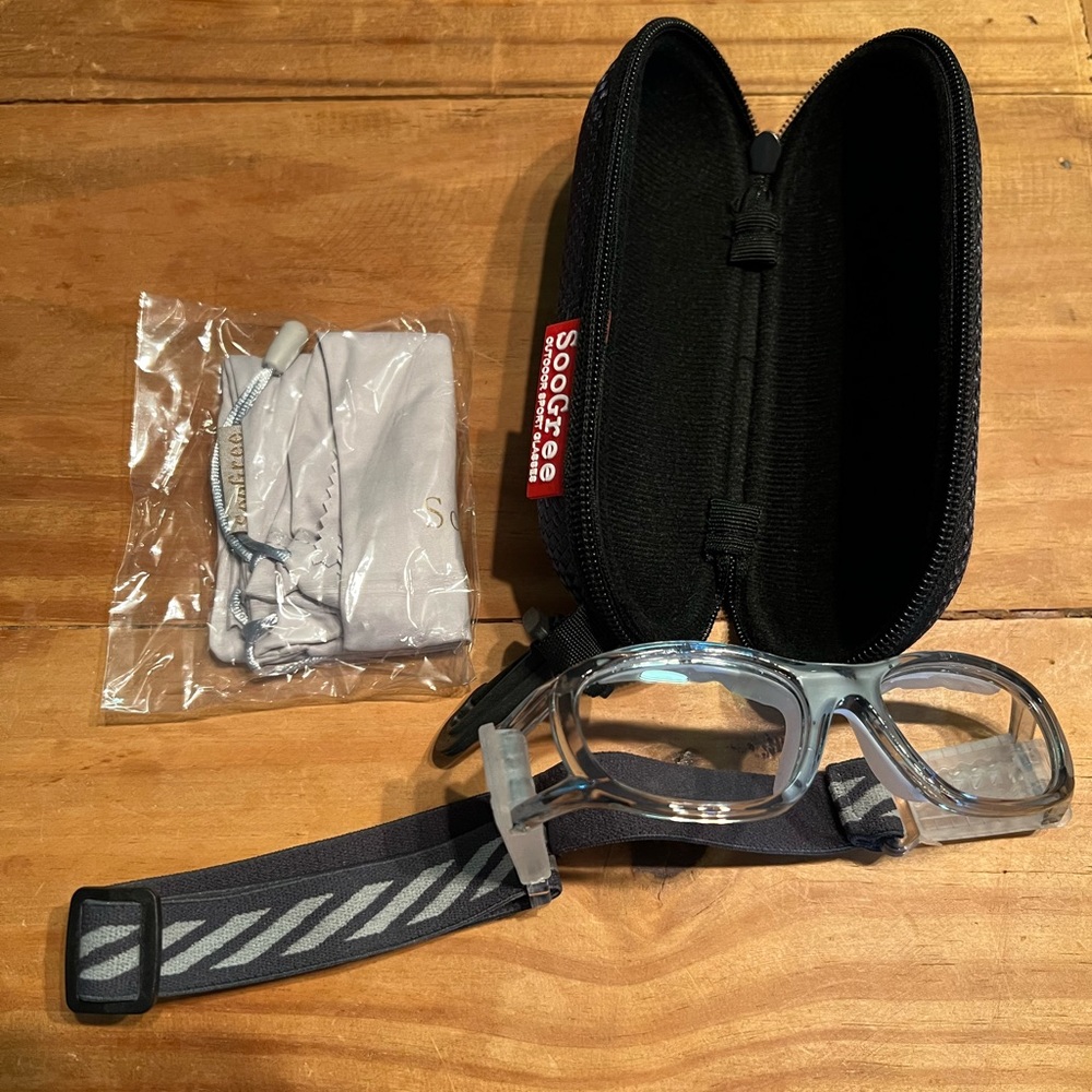 Sports protective glasses or eyewear goggles for small adult heads or kids.